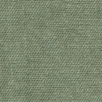 Sage green woven fabric sample with a nubby texture and tight grid pattern, identified as Bolzan Letti Capri 33.
